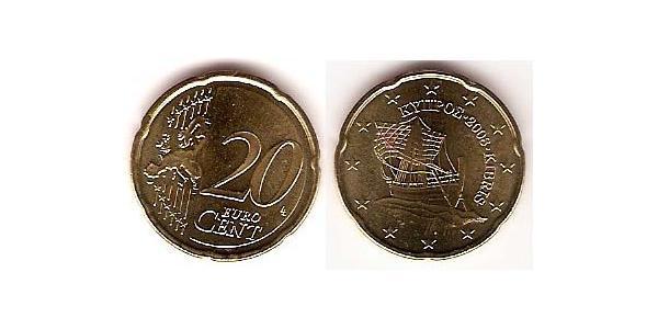 20 Євроцент Кіпр (1960 - ) Цинк/Олово/Мідь/Алюміній 