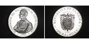 20 Бальбоа Республика Панама Серебро Simon Bolivar (1783 - 1830)