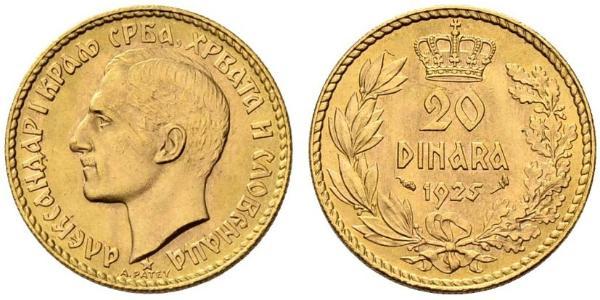 20 Динар Королевство Югославия (1918-1943) Золото Alexander I of Yugoslavia (1888 - 1934)