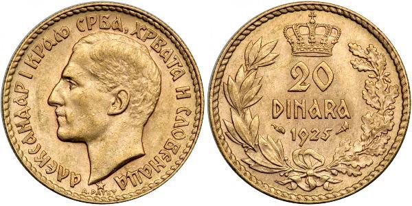 20 Динар Королевство Югославия (1918-1943) Золото Alexander I of Yugoslavia (1888 - 1934)