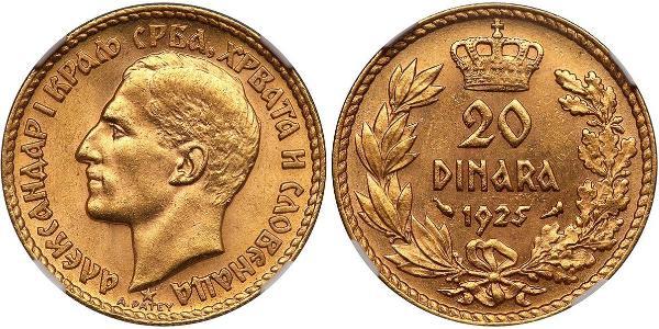 20 Динар Королівство Югославія (1918-1943) Золото Alexander I of Yugoslavia (1888 - 1934)