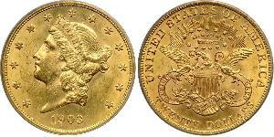 20 Долар США (1776 - ) Золото 
