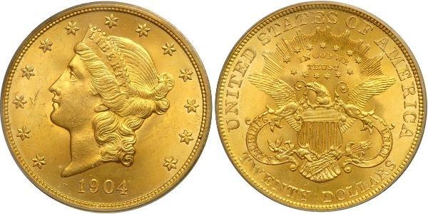 20 Долар США (1776 - ) Золото 