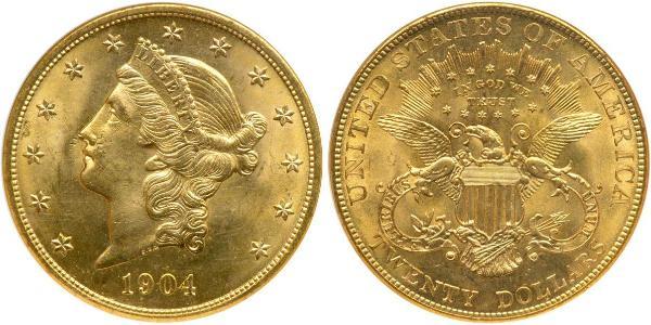 20 Долар США (1776 - ) Золото 