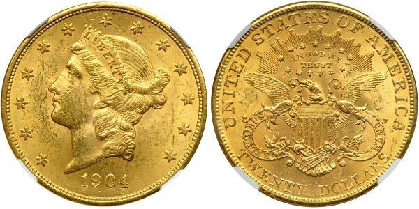 20 Долар США (1776 - ) Золото 