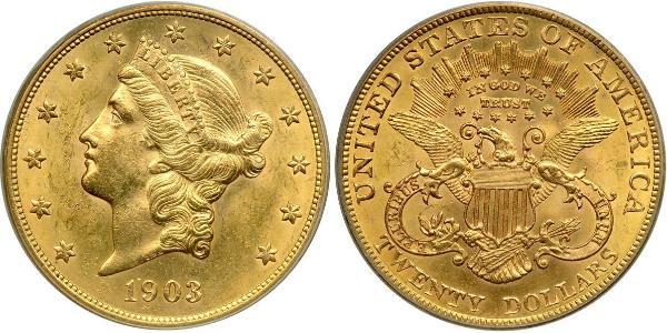 20 Долар США (1776 - ) Золото 