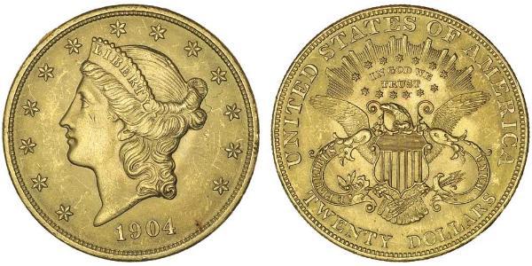 20 Долар США (1776 - ) Золото 
