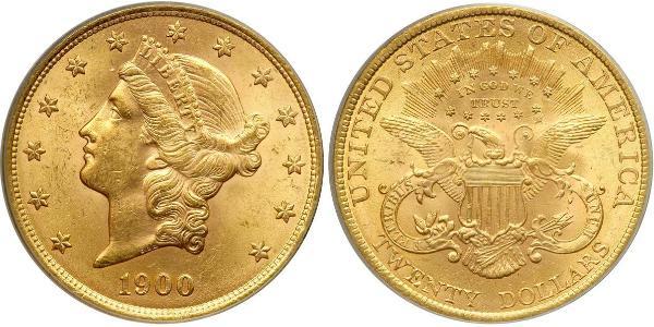 20 Долар США (1776 - ) Золото 