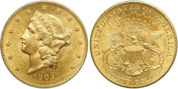 20 Долар США (1776 - ) Золото 