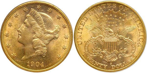 20 Долар США (1776 - ) Золото 