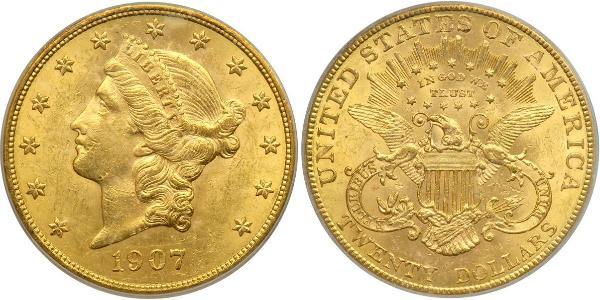 20 Долар США (1776 - ) Золото 