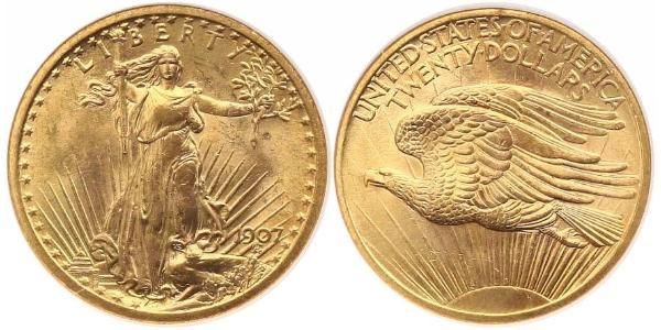 20 Доллар США (1776 - ) Золото 