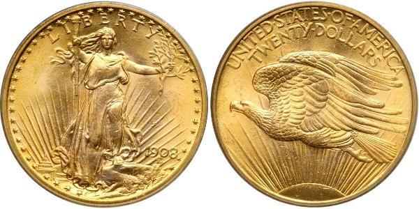 20 Доллар США (1776 - ) Золото 