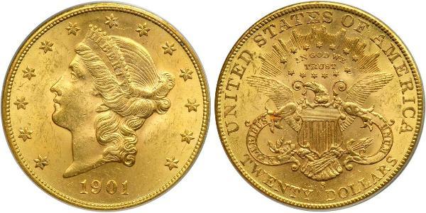 20 Доллар США (1776 - ) Золото 