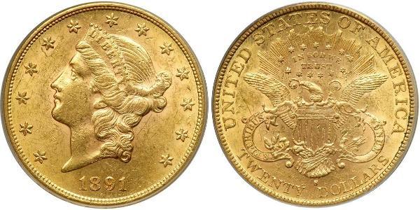 20 Доллар США (1776 - ) Золото 