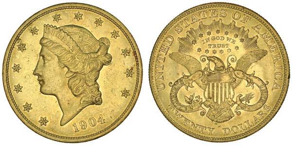 20 Доллар США (1776 - ) Золото 