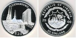 20 Доллар Либерия Серебро 
