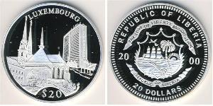 20 Доллар Либерия Серебро 