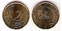 20 Евроцент Кипр (1960 - ) Алюминий/Цинк/Олово/Медь 
