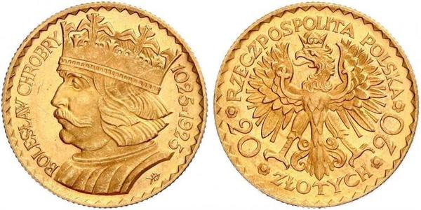 20 Злотий Польська республіка (1918 - 1939) Золото 