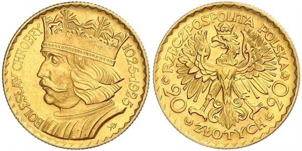 20 Злотий Польська республіка (1918 - 1939) Золото 