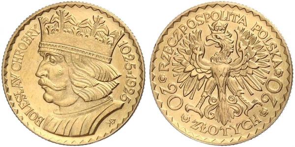 20 Злотий Польська республіка (1918 - 1939) Золото 