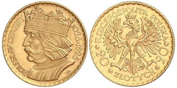 20 Злотий Польська республіка (1918 - 1939) Золото 