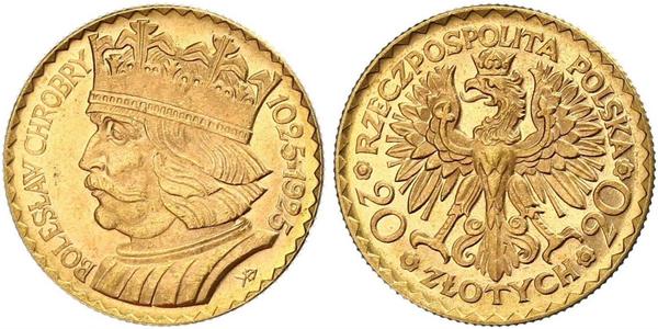 20 Злотий Польська республіка (1918 - 1939) Золото 