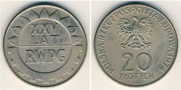 20 Злотий Польська Народна Республіка (1952-1990) Нікель/Мідь 