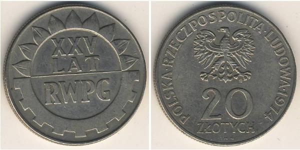 20 Злотий Польська Народна Республіка (1952-1990) Нікель/Мідь 