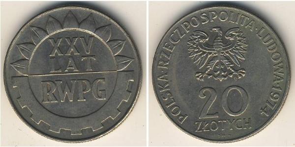 20 Злотый Польская Народная Республика (1952-1990) Никель/Медь 