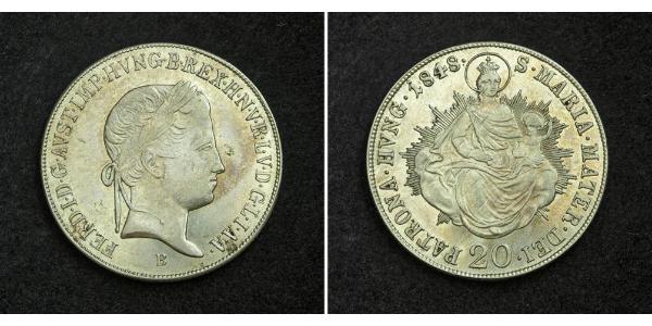 20 Крейцер Австрийская империя (1804-1867) Серебро Ferdinand I of Austria (1793 - 1875)