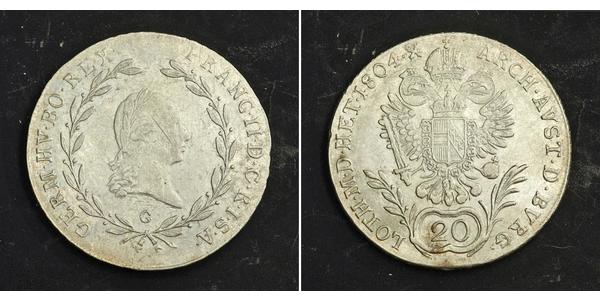 20 Крейцер Австрийская империя (1804-1867) Серебро Francis II, Holy Roman Emperor (1768 - 1835)
