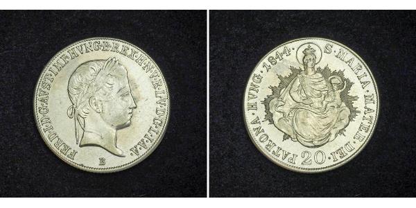 20 Крейцер Австрийская империя (1804-1867) Серебро Ferdinand I of Austria (1793 - 1875)
