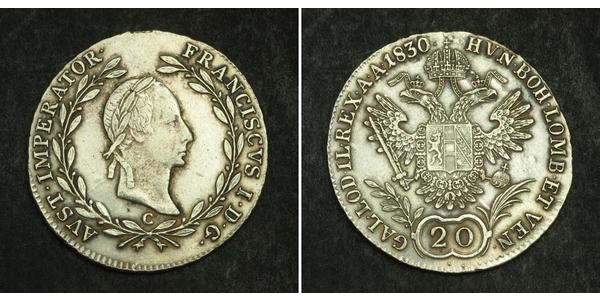 20 Крейцер Австрийская империя (1804-1867) Серебро Francis II, Holy Roman Emperor (1768 - 1835)