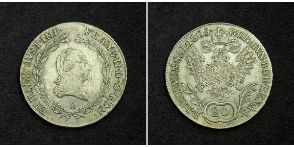 20 Крейцер Австрийская империя (1804-1867) Серебро 