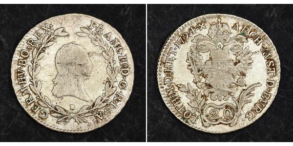 20 Крейцер Австрийская империя (1804-1867) Серебро Francis II, Holy Roman Emperor (1768 - 1835)