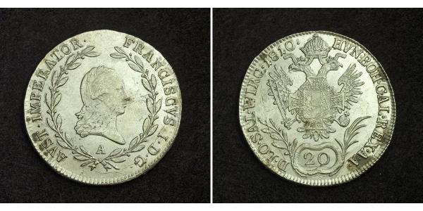 20 Крейцер Австрийская империя (1804-1867) Серебро Francis II, Holy Roman Emperor (1768 - 1835)