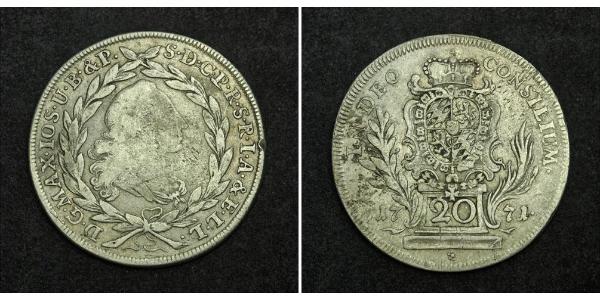 20 Крейцер Бавария (курфюршество) (1623 - 1806) Серебро Максимилиан III (курфюрст Баварии)(1727 – 1777)