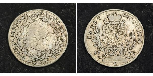20 Крейцер Бавария (курфюршество) (1623 - 1806) Серебро Максимилиан III (курфюрст Баварии)(1727 – 1777)