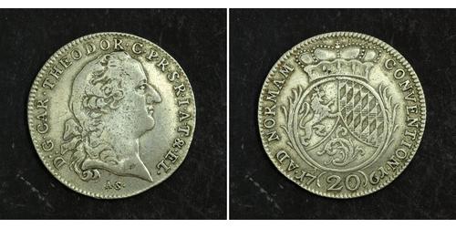 20 Крейцер Федеральные земли Германии Серебро Карл IV Теодор (1724 - 1799)