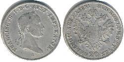 20 Крейцер Австрійська імперія (1804-1867) Срібло Francis II, Holy Roman Emperor (1768 - 1835)