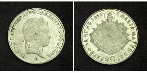 20 Крейцер Австрійська імперія (1804-1867) Срібло Ferdinand I of Austria (1793 - 1875)