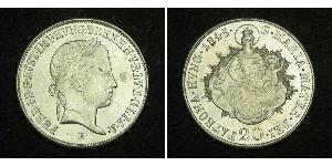 20 Крейцер Австрійська імперія (1804-1867) Срібло Ferdinand I of Austria (1793 - 1875)