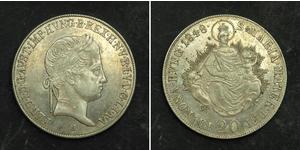 20 Крейцер Австрійська імперія (1804-1867) Срібло Ferdinand I of Austria (1793 - 1875)