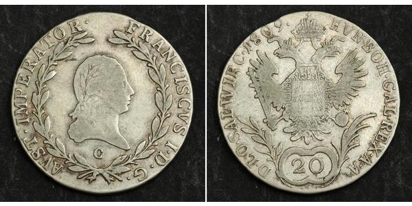 20 Крейцер Австрійська імперія (1804-1867) Срібло 