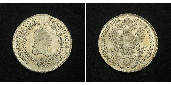 20 Крейцер Австрійська імперія (1804-1867) Срібло Francis II, Holy Roman Emperor (1768 - 1835)