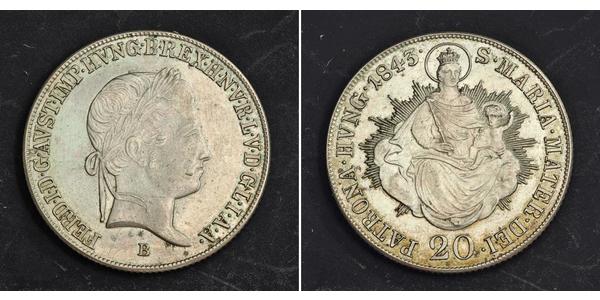 20 Крейцер Австрійська імперія (1804-1867) Срібло Ferdinand I of Austria (1793 - 1875)