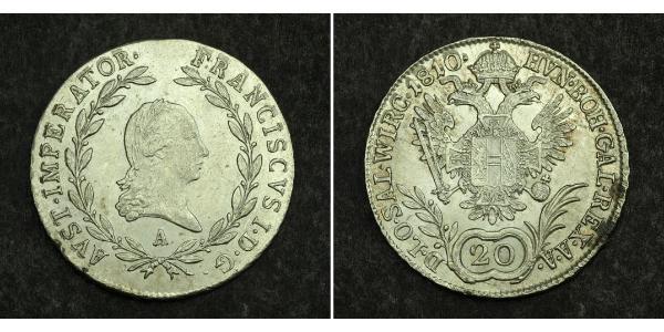 20 Крейцер Австрійська імперія (1804-1867) Срібло Francis II, Holy Roman Emperor (1768 - 1835)