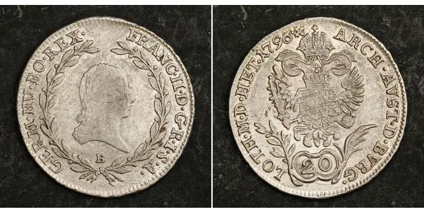 20 Крейцер Австрійська імперія (1804-1867) Срібло Francis II, Holy Roman Emperor (1768 - 1835)